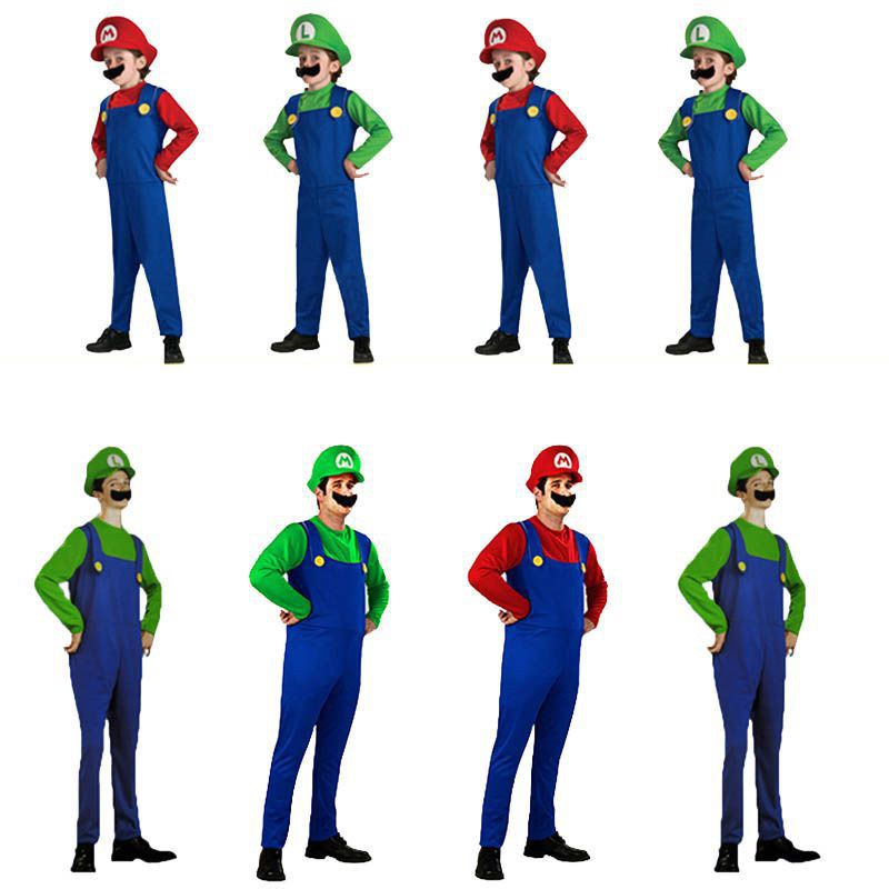 Trang Phục Hóa Trang Nhân Vật Hoạt Hình Super Mario Bros Luigi Quà tặng quần áo cosplay cho trẻ em tiệc Halloween