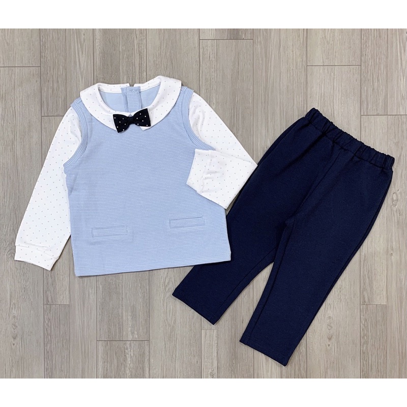 SET BÉ TRAI ÁO NƠ TAY DÀI KÈM QUẦN