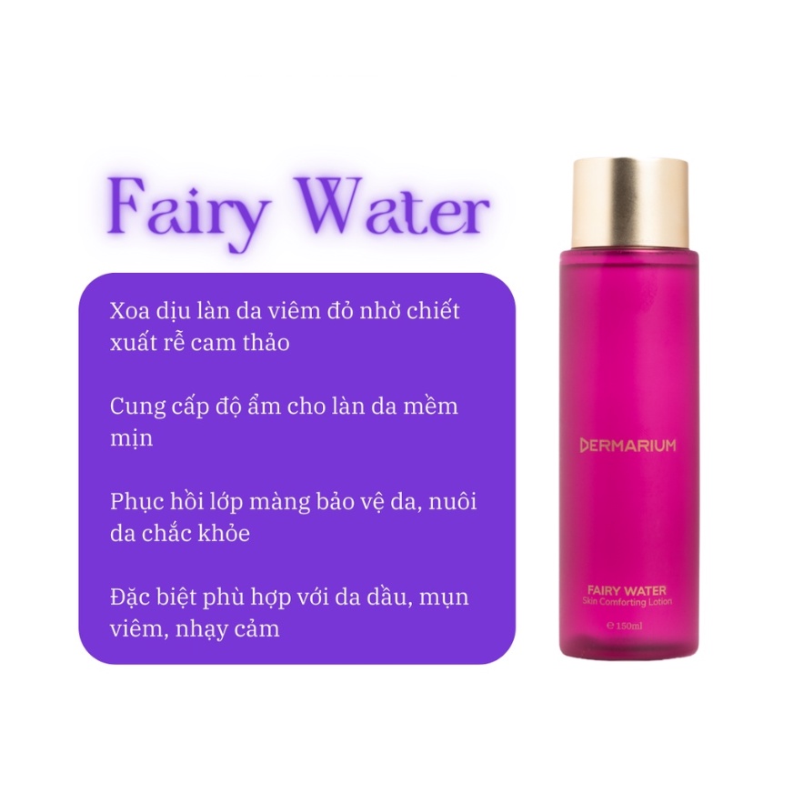 Toner DERMARIUM Fairy water, Velvet dream làm dịu da, cấp ẩm chuyên sâu 55ml, 150ml