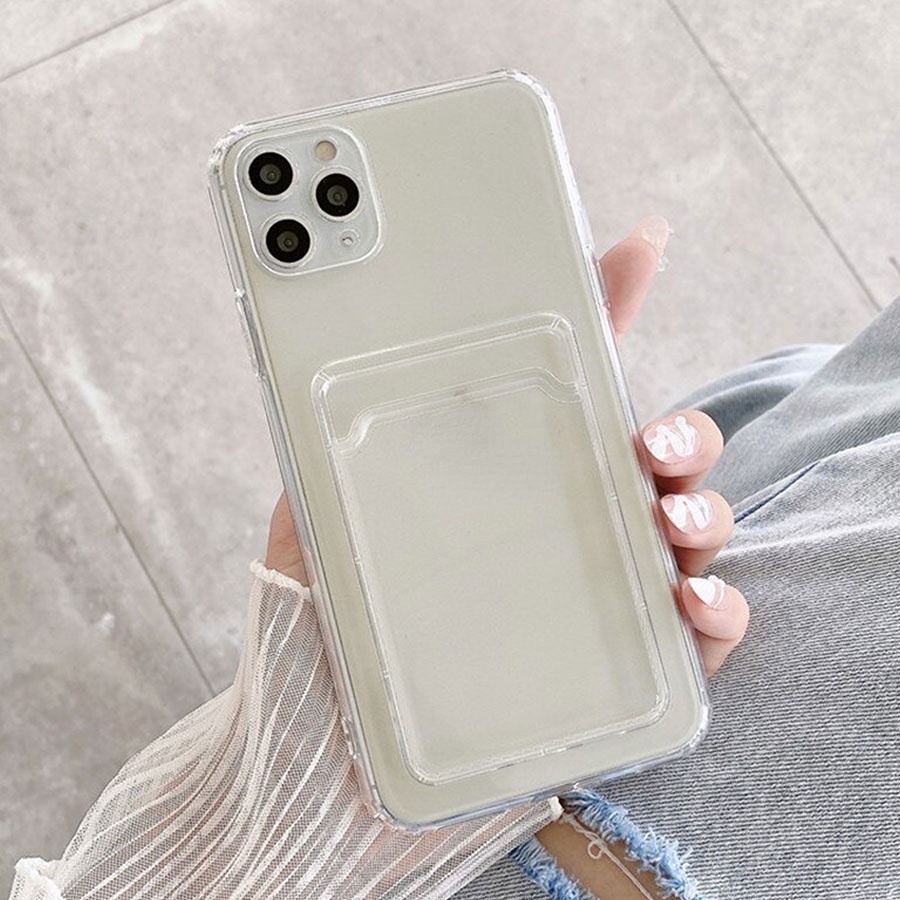 Ốp Điện Thoại Trong Suốt Có Ngăn Đựng Thẻ Cho iPhone 13 12 Mini 14 11 Pro Max XS XR X 6 6s 7 8 Plus SE 2022 2020