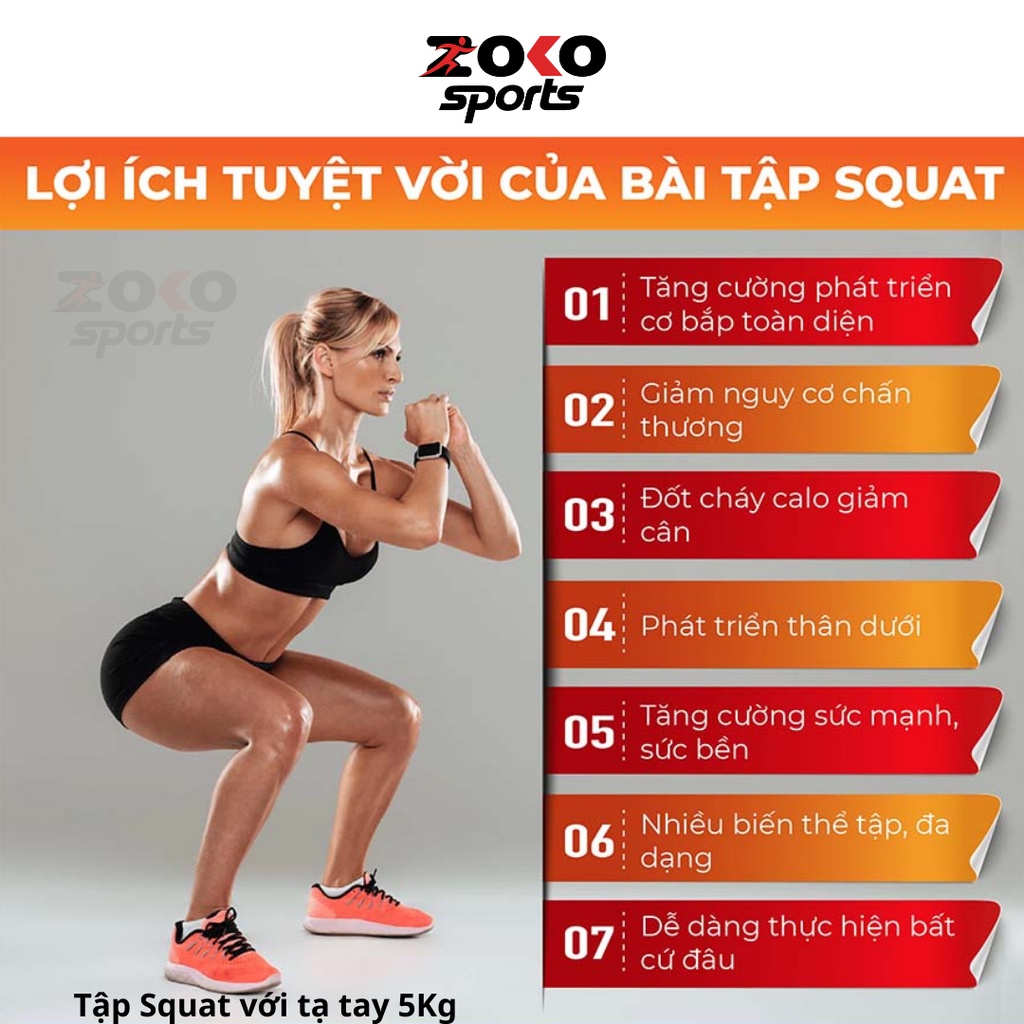 Tạ tay lõi sắt 5kg bọc cao su cao cấp giá rẻ , tạ tập Squat nam nữ tập gym tại nhà - ZOKO SPORT