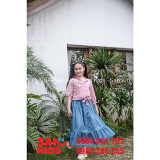 Áo sơ mi san kids ask10 - áo buộc vạt năng động, cá tính