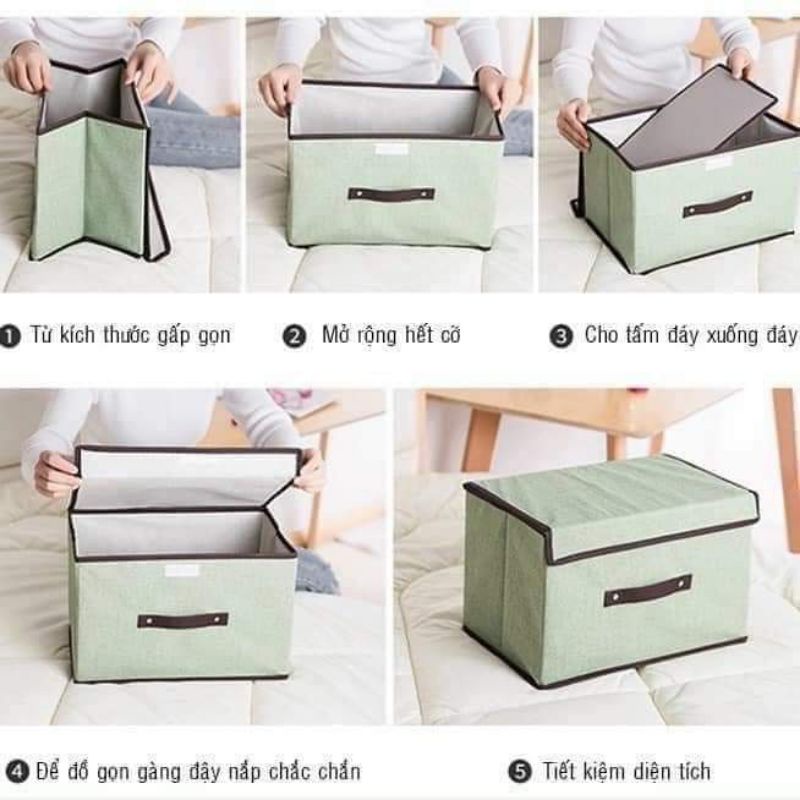SÉT 2 HỘP VẢI ĐỰNG ĐỒ CÓ NẮP