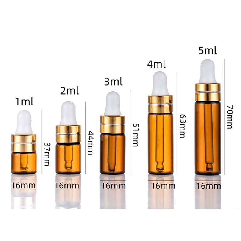 Lọ chiết tinh dầu , triết serum tinh chất mĩ phẩm 5ml có núm bóp thân trong suốt và nâu