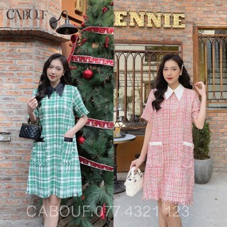 Đầm Dạ Tweed Thiết Kế , Váy Đi Tiệc Thu Đông Dáng Suông 2 lớp thương hiệu CABOUF