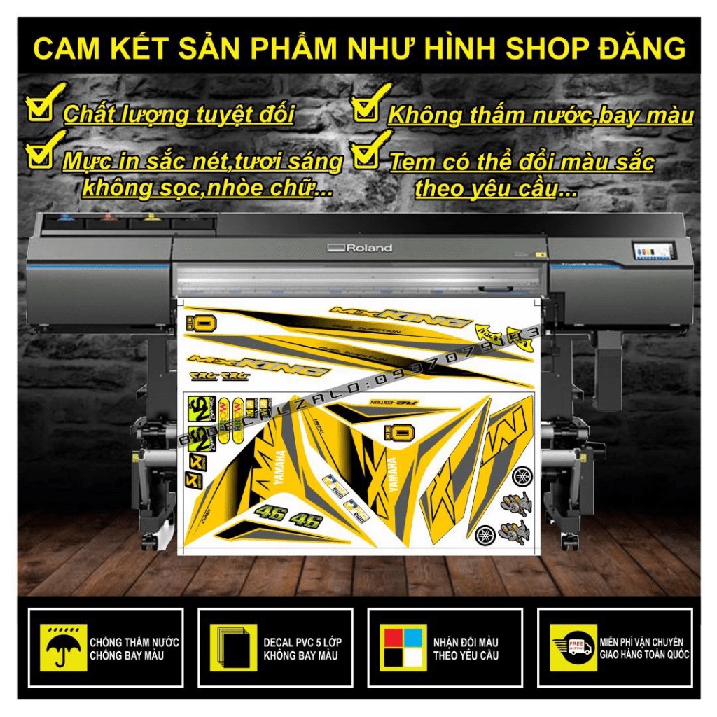 TEM RỜI EXCITER 150 MX PHỐI DÁN XE VÀNG - THU DECAL