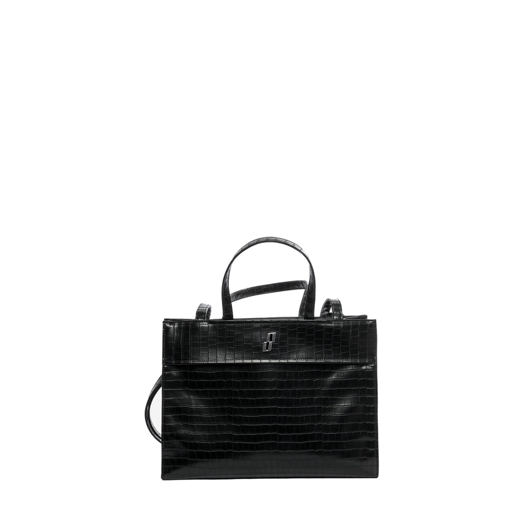 Túi đeo chéo quai cầm SPOILED Da PU Đen dập vân M - Black CroPrint Top-Handle Bag