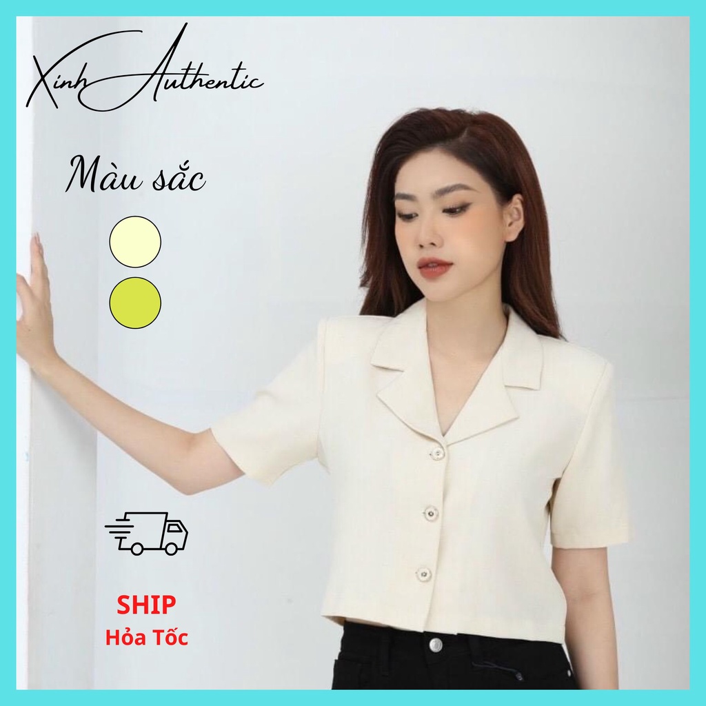 Áo Croptop nữ,Áo croptop kiểu cổ vest CT JEAN