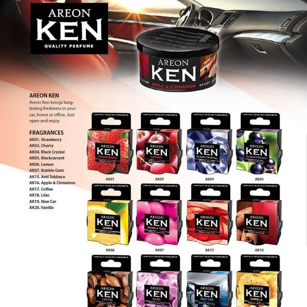 [Nhiều mùi hương] Nước hoa, Sáp Thơm AREON Khử Mùi Xe Hơi Cao Cấp - Areon KEN