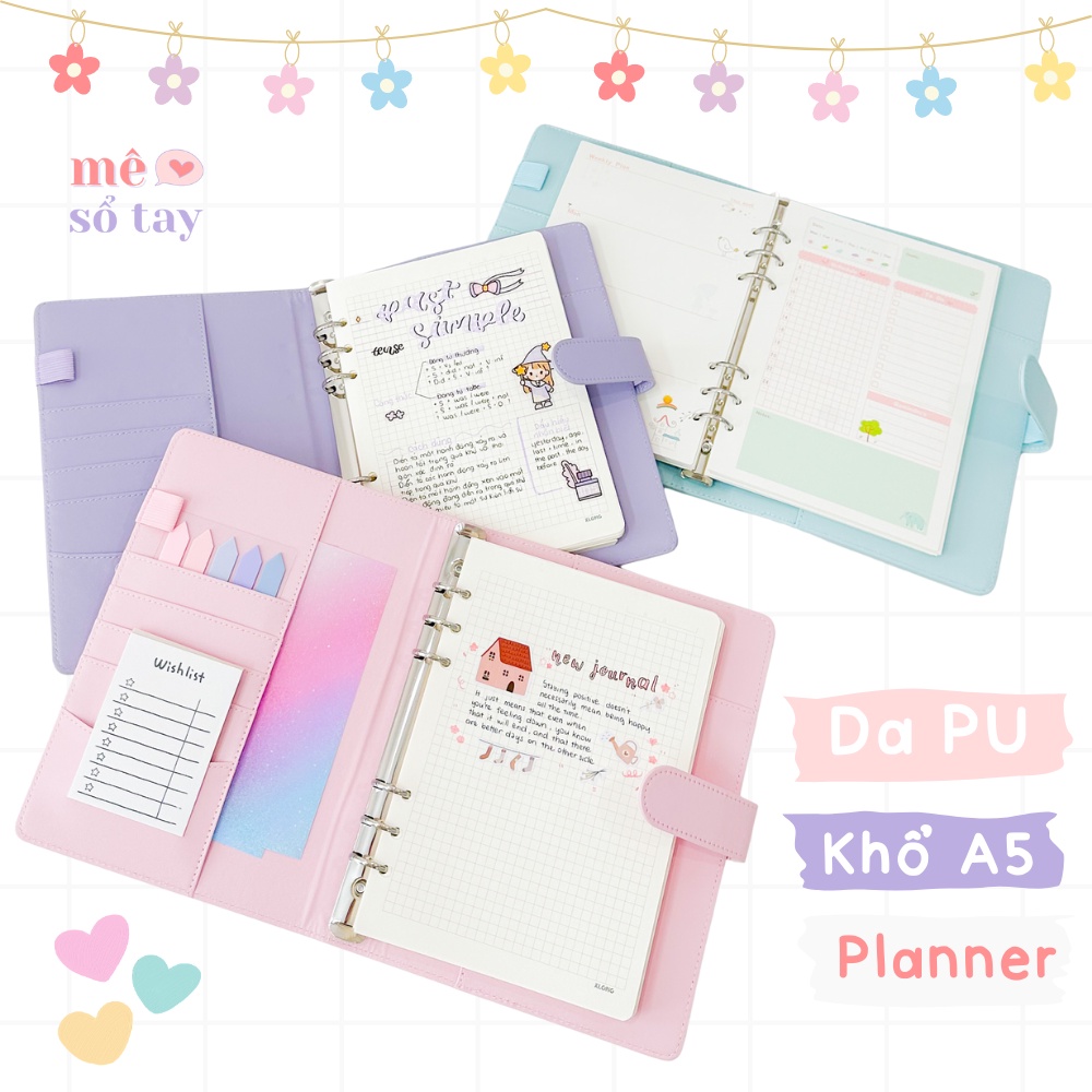 SỔ CÒNG BÌA DA PASTEL PLANNER A5 A6