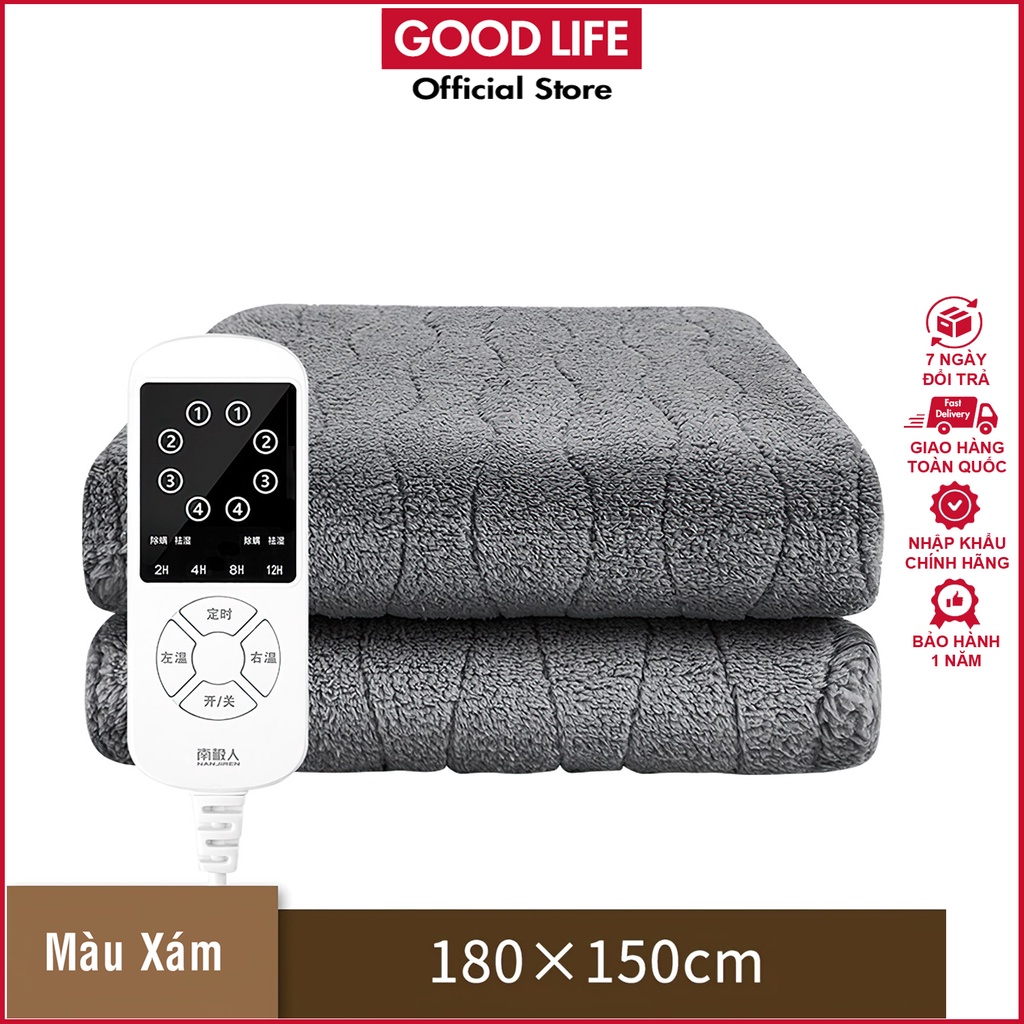 Chăn sưởi điện Yuting điều khiển nhiệt độ 2 vùng độc lập, có thể giặt, hẹn giờ chất liệu sang trọng cao cấp