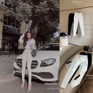 Quần Skinny Jean Trơn Cạp Cao Co Giãn 4 Chiều TRANG KYO Quần Jean Cạp Cao Co Dãn Quần Trắng Nữ QBB03