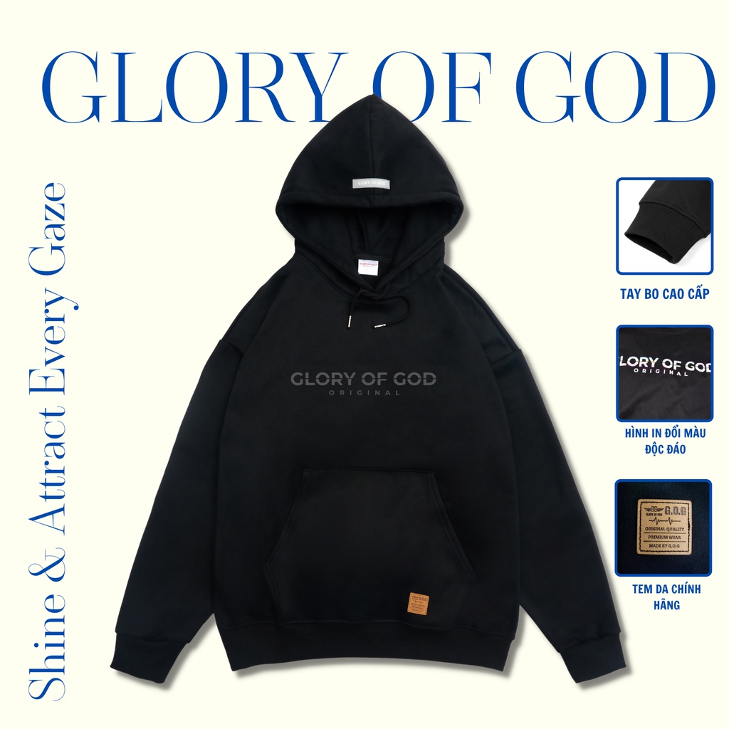 [Mã BMLT30 giảm đến 30K đơn 299K] Áo Hoodie Unisex Form Rộng Local Brand GLORY of GOD Shine In Night - Black Version | BigBuy360 - bigbuy360.vn