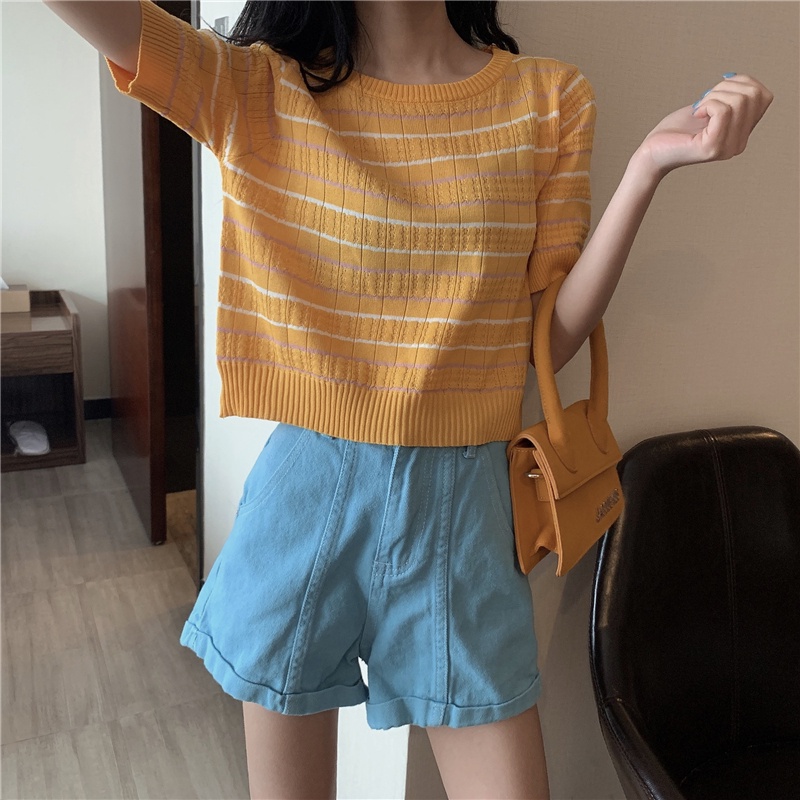 NRVP Áo thun nữ ngắn tay gợi cảm thời trang mùa hè Hàn Quốc 2023