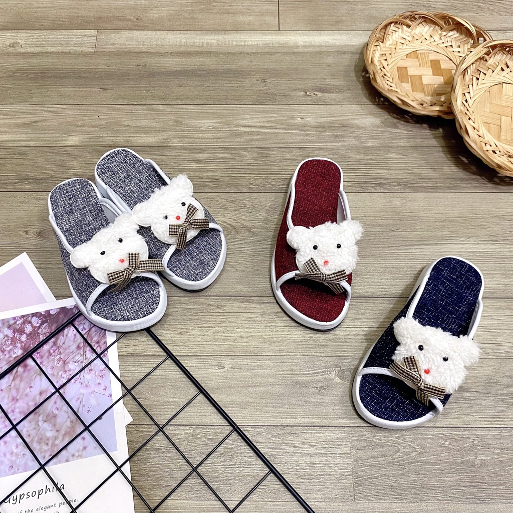 Dép quai ngang cho bé đế xuồng thời trang hình gấu cute 3 màu xinh xắn - TT469
