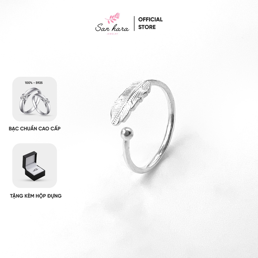Nhẫn bạc nữ San Hara, Nhẫn bạc nữ trơn hình tối giản cao cấp, thiết kế hiện đại, tinh tế Swansea NRS007