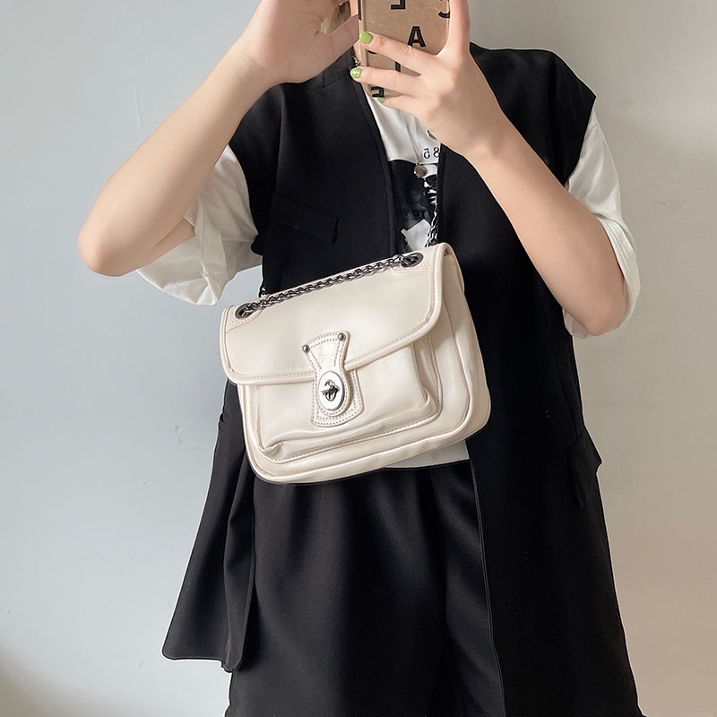 Túi Xách Cỡ Lớn Phối Dây Xích Phong Cách Retro Cho Nữ