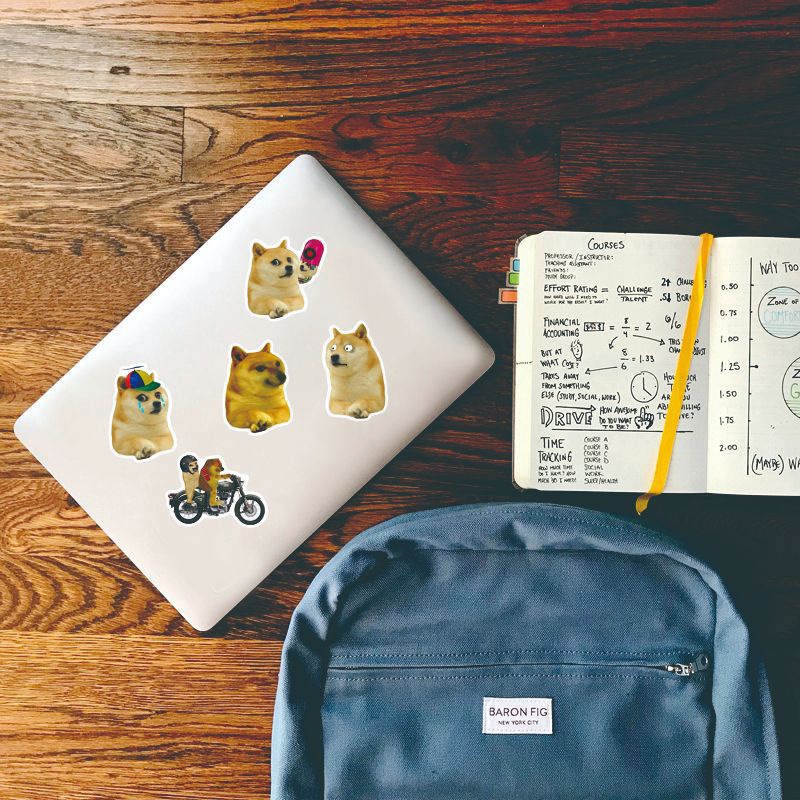 Bộ 50 Miếng Dán Trang Trí Tủ Lạnh / Xe Hơi Họa Tiết Chú Chó Shiba Inu graffiti Dễ Thương Cho Bé ouyou JP6