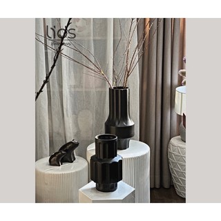 BINH714- Bình gốm cao 30-40cm cắm đào, tuyết mai tông đen độc đáo