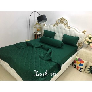 Bộ ga thun kèm mền xanh- hồng-drap thun Hàn quốc