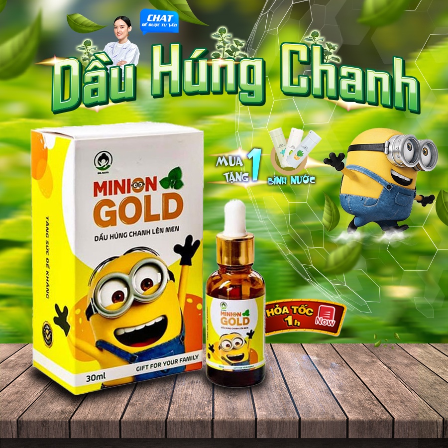 Dầu húng chanh MINION GOLD lên men, hỗ trợ cảm cúm, sốt cao cho trẻ nhỏ dạng siro