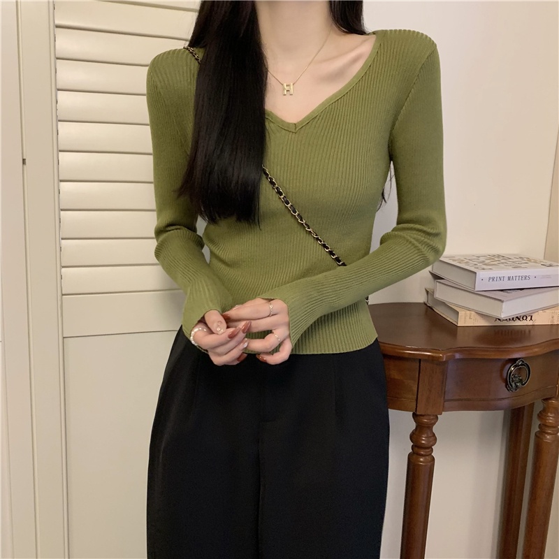 Áo Len Tay Dài Màu Sắc Đơn Giản Thời Trang Dành Cho Nữ