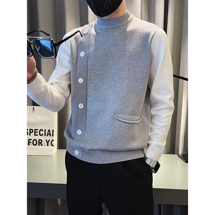 Áo Sweater Dệt Kim Cổ Cao Thời Trang Cho Nam