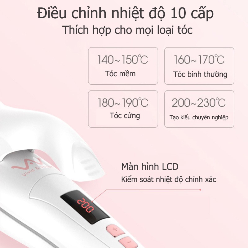 Máy kẹp duỗi và uốn tóc Vivid & Vogue VAV-055A 2 trong 1 tiện lợi chất lượng cao