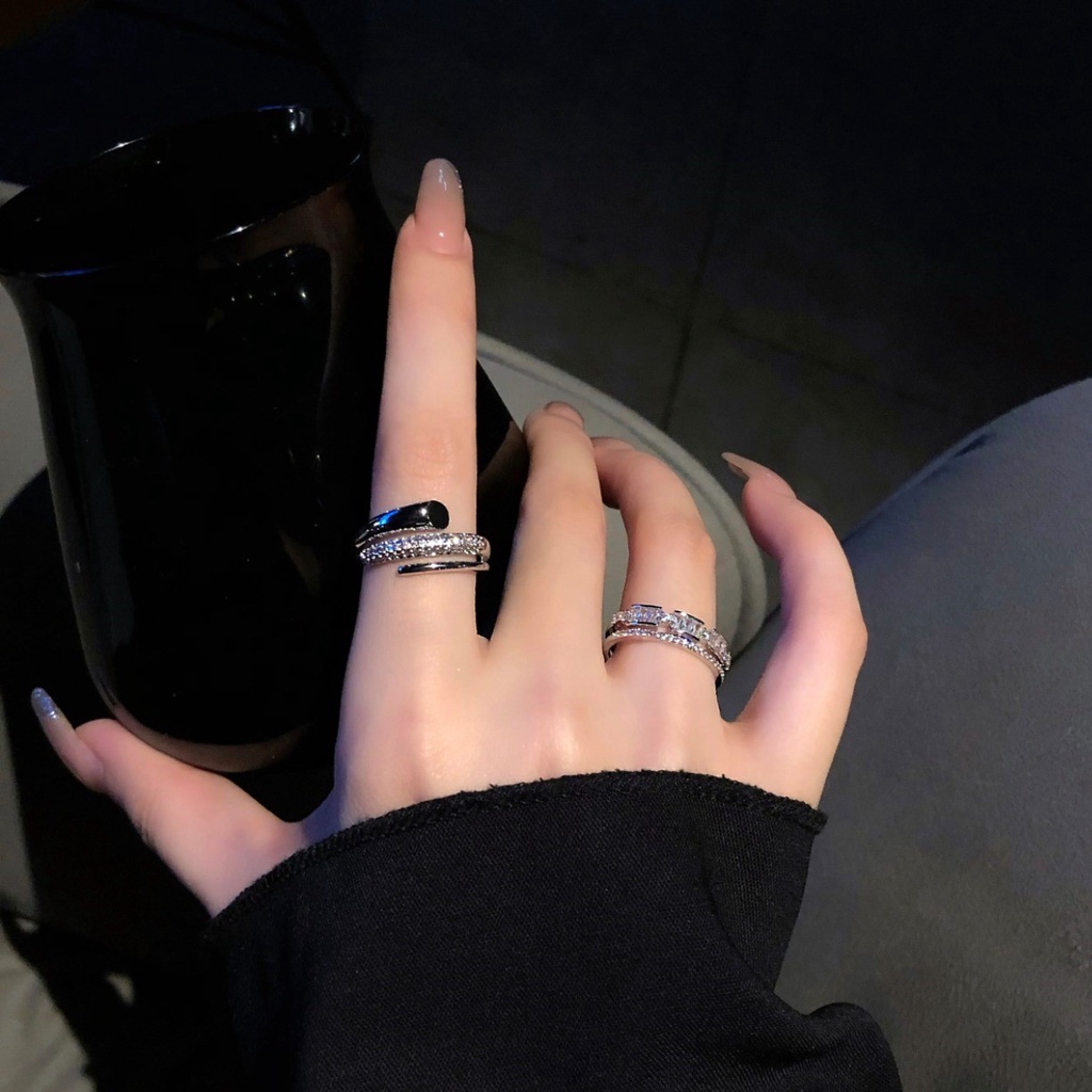 Nhẫn Dây Xích Hở Đính Đá Zircon Có Thể Điều Chỉnh Không Dễ Phai Màu Trang Sức Cao Cấp Làm Quà Tặng