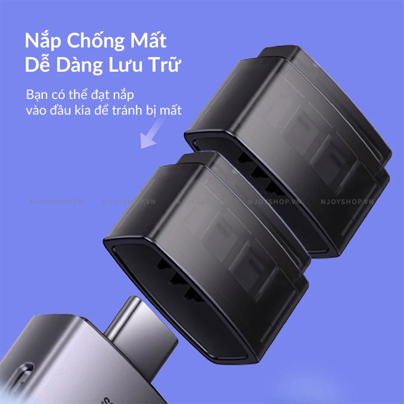 Đầu Đọc Thẻ Nhớ SD TF Đa Năng Baseus Lite Cổng Type C USB Tốc Độ Cao Cho Laptop Xiaomi Huawei Oppo Njoyshop