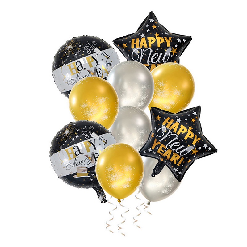Bong Bóng Màng Nhôm Hình Tròn Trang Trí Chai Rượu Mừng Năm Mới 2023