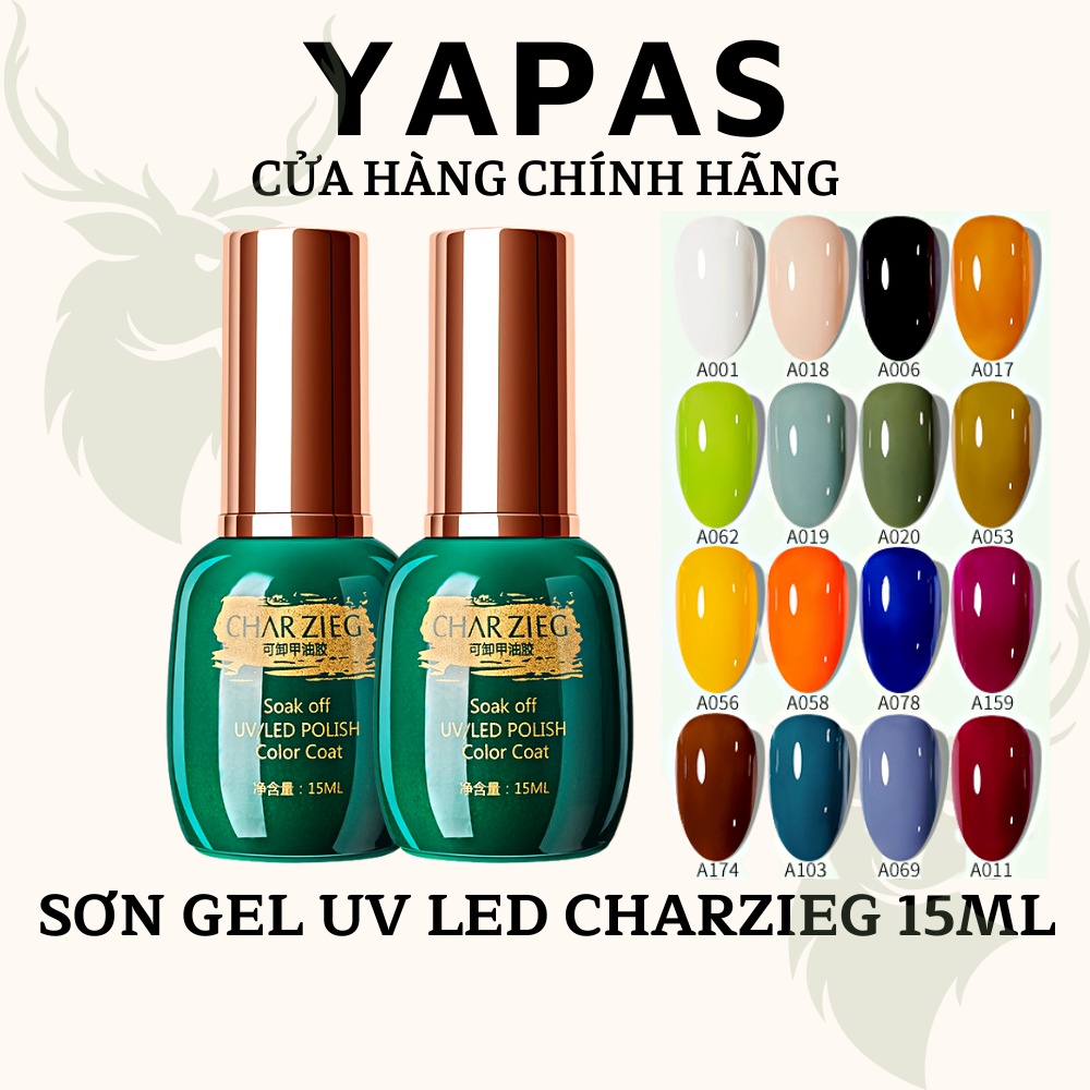 Sơn móng tay Charzieg 15ml cao cấp và sơn thạch nude hồng, Sơn gel thạch nail UV Led Yapas siêu đặc bóng mướt bền đẹp