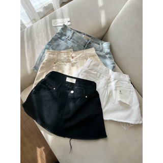 Chân váy bầu viền kem trắng jean đen