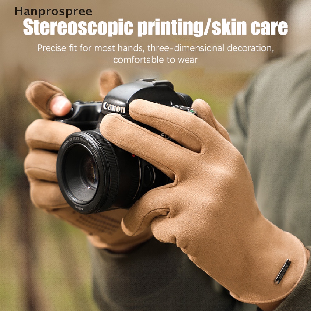 1 Đôi Găng Tay Da Lộn Giữ Ấm Chống Gió Chống Trượt Có Thể Chạm Màn Hình Cảm Ứng