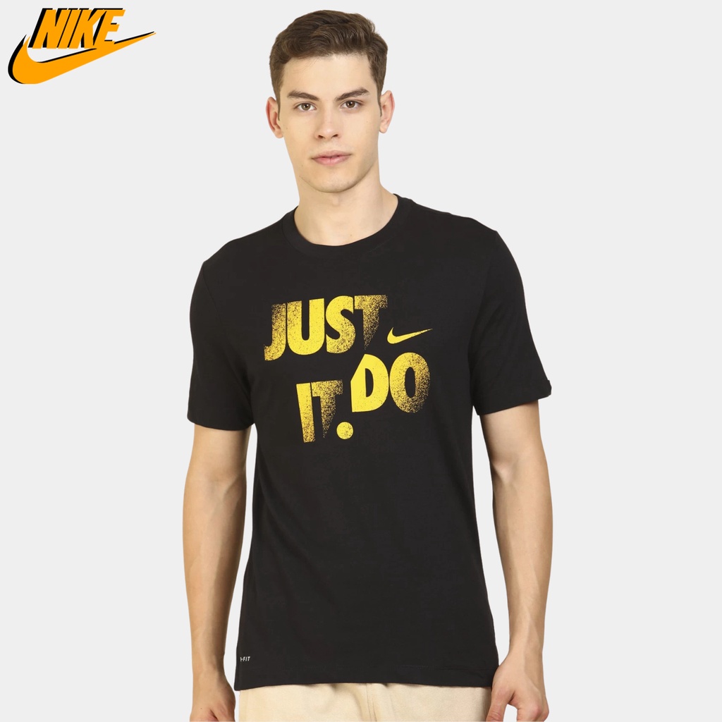 NIKE CHÍNH HÃNG - Áo thun thể thao nam Nike Dri-FIT Just Do It T-shirt Authentic - Black x Yellow
