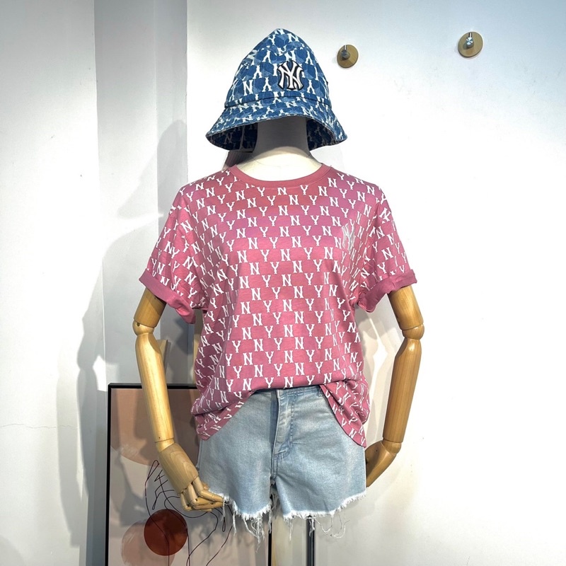 Áo thun form rộng nam nữ tay ngắn chữ NY mlb