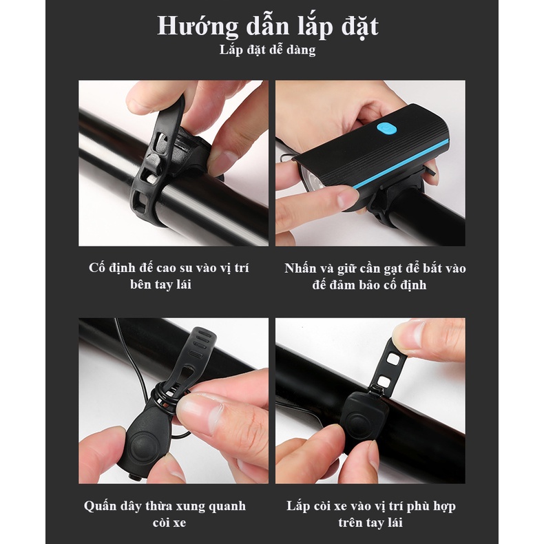 Đèn xe đạp thể thao led chống nước ĐÈN SÁNG CÒI TO xe đạp thể thao