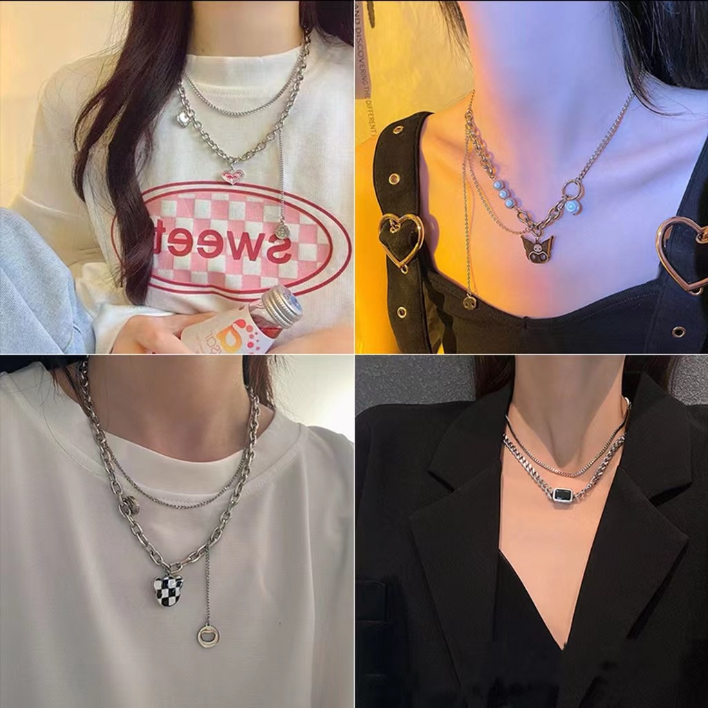 Vòng cổ Hai Lớp Phong Cách Hàn Quốc 2022 Mới Chất Lượng Cao