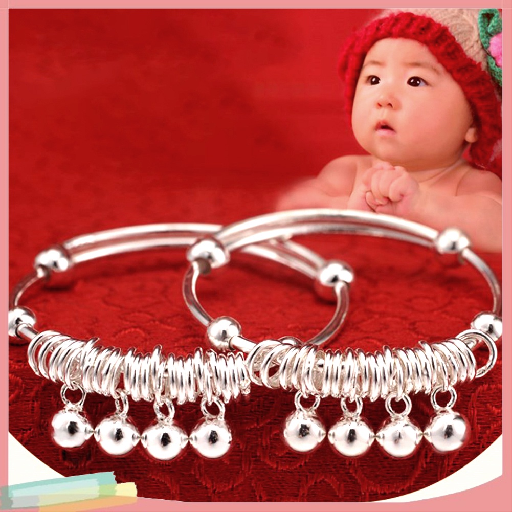 Lắc chân mạ bạc đính chuông xinh xắn cho bé