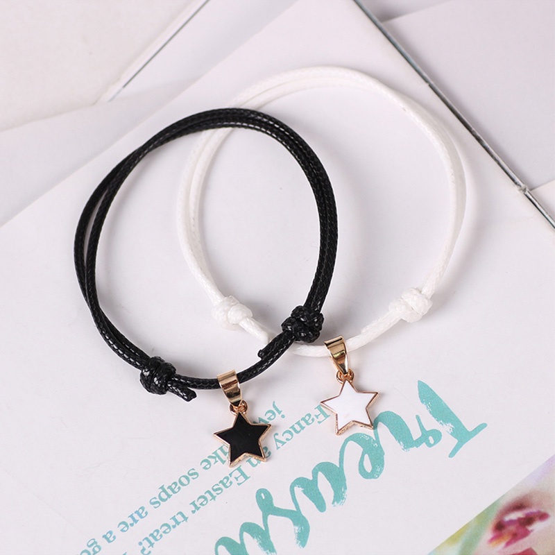 Vòng Tay Da Hai Lớp Gắn Ngôi Sao Năm Cánh Có Thể Điều Chỉnh Unisex