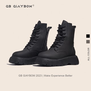 Giày boot nữ cổ cao độn đế da mềm khóa kéo màu đen xám hot trend thời trang giaybom b1847