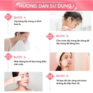 Bông Tẩy Trang Thỏ Maycreate Bông Tẩy Trang 3 Lớp Mềm Mịn 100% Cotton 150 Miếng BTT02