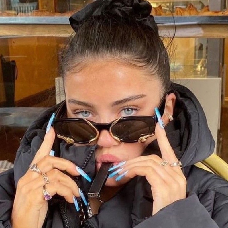 [Hàng Có Sẵn] Kính Mát Kiểu Mắt Mèo Ba Chiều Hình Dạng Rắn Phong Cách Retro Thời Trang Cho Nữ Y2K