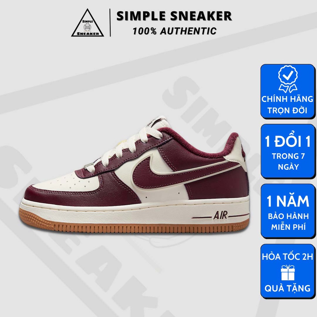 Giày Nike Air Force 1 Team Red Chính Hãng 💙SIMPLE SNEAKER💙 AF1 Low Team Red Gum Màu Đỏ Đô [DQ5972-100]