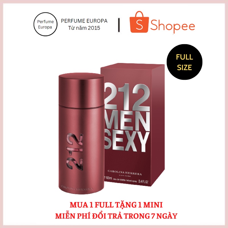 Nước hoa nam Carolina Herrera 212 Sexy Men 100ml, dầu thơm chính hãng hương hoa cỏ lưu hương lâu trẻ trung, hiện đại