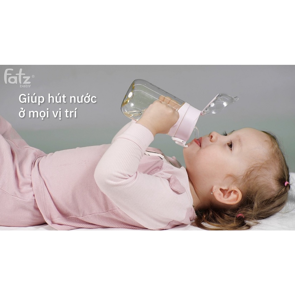 Bình uống nước PPSU bật hút 2 tay cầm với phao 360 độ 250ml Fatzbaby FB0298BT (Màu hồng, màu xanh)