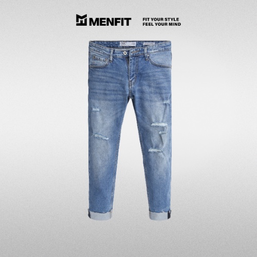 Quần jean nam xanh cao cấp MENFIT 0401 chất denim co giãn nhẹ 2 chiều, chuẩn form, thời trang