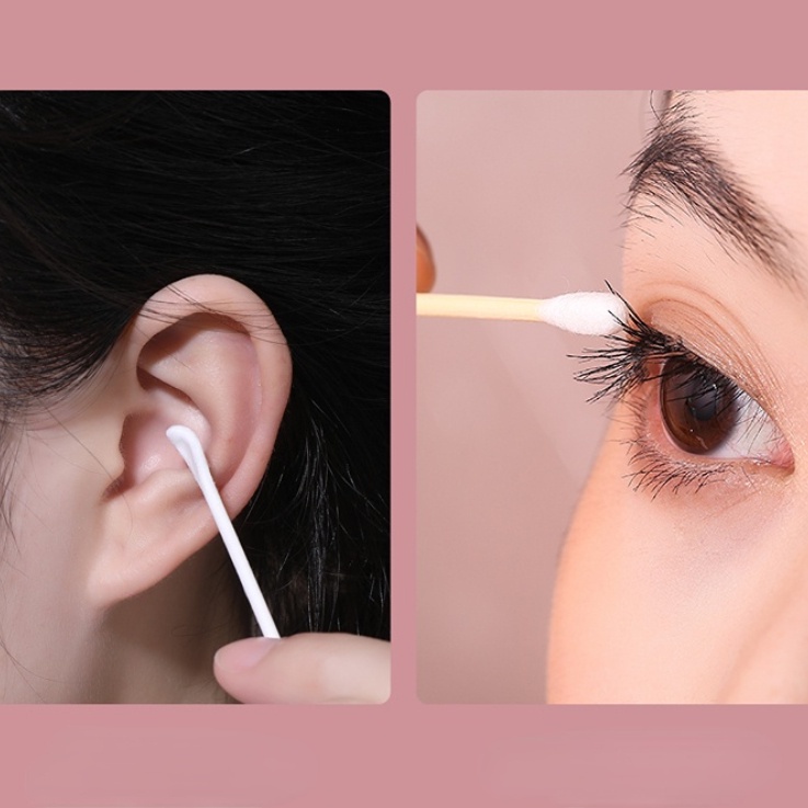 Hộp 100 cây tăm bông ngoáy móc tai 2 đầu