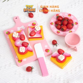 Bộ đồ chơi nấu ăn bánh kếp gỗ hoạ tiết dâu tây toystore FUDAER
