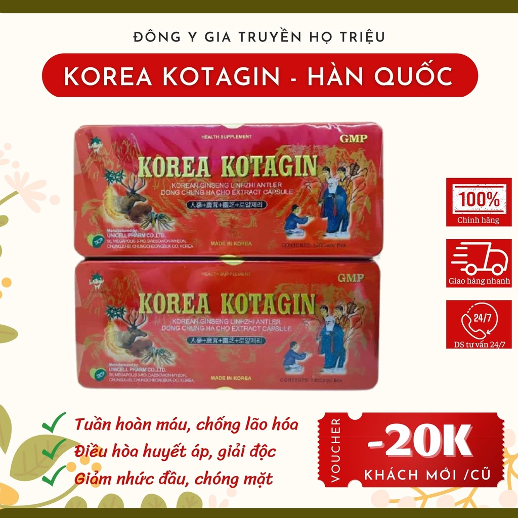 KOREA KOTAGIN- Viên đạm sâm nhung linh chi tổng hợp Hàn Quốc - Hộp 120 viên